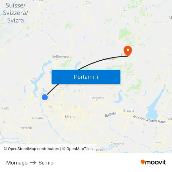 Mornago to Sernio map