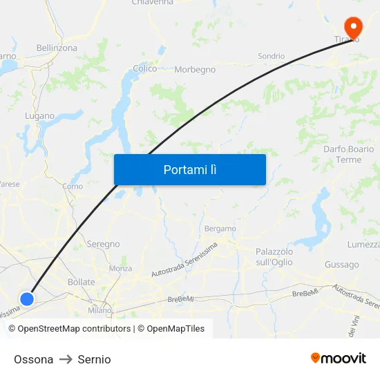 Ossona to Sernio map