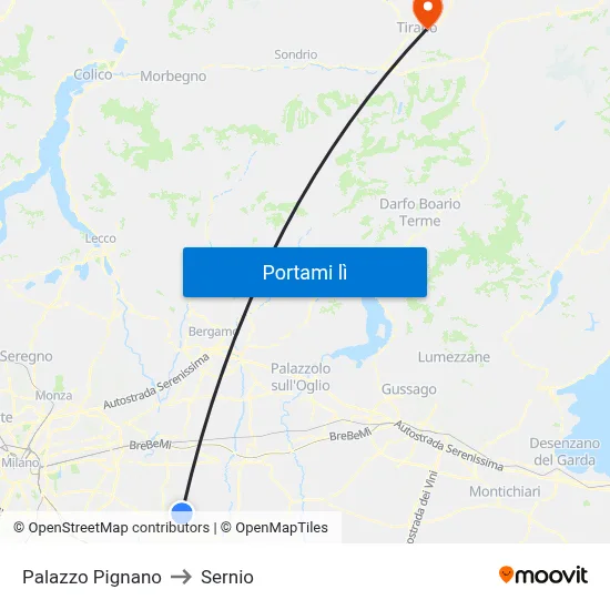 Palazzo Pignano to Sernio map