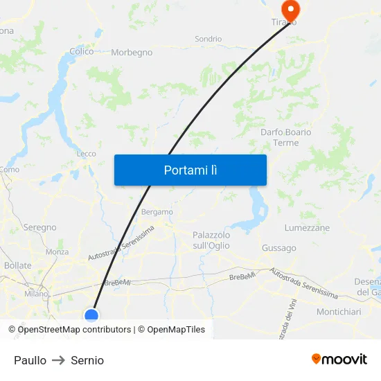 Paullo to Sernio map