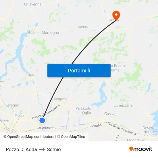 Pozzo D' Adda to Sernio map