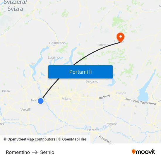 Romentino to Sernio map