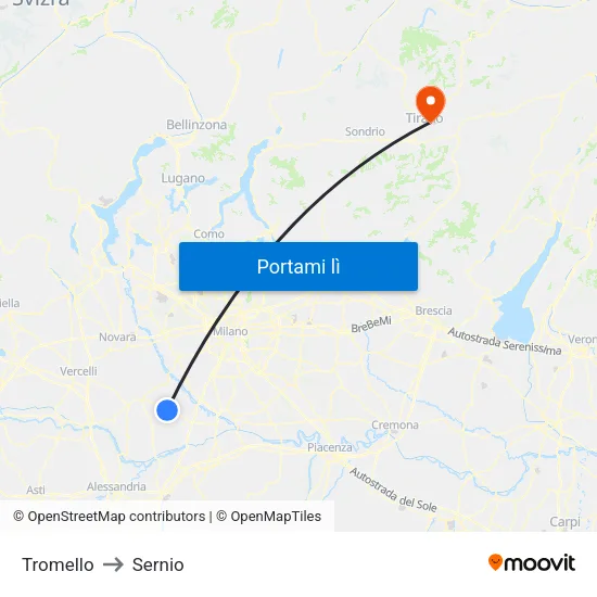 Tromello to Sernio map