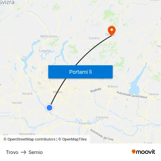 Trovo to Sernio map