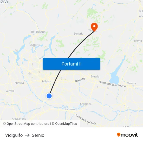 Vidigulfo to Sernio map