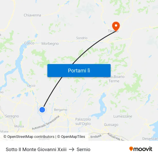Sotto Il Monte Giovanni Xxiii to Sernio map