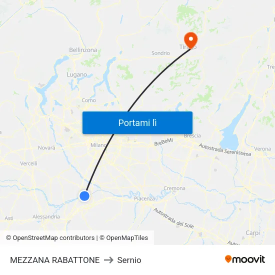 MEZZANA RABATTONE to Sernio map