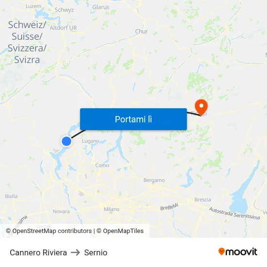 Cannero Riviera to Sernio map