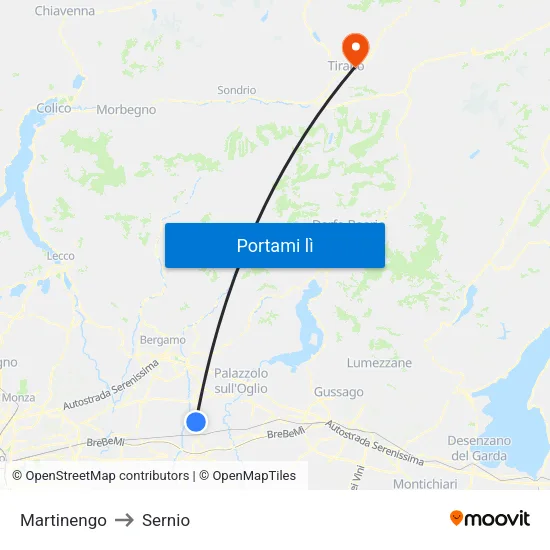 Martinengo to Sernio map