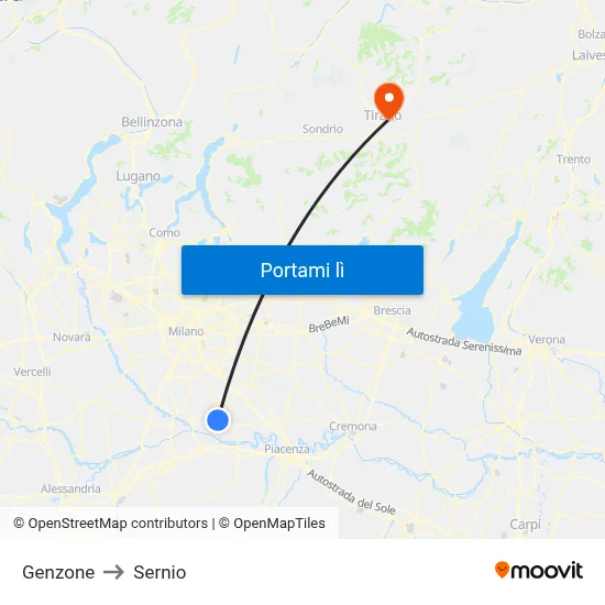 Genzone to Sernio map