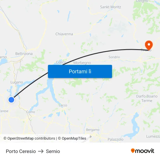 Porto Ceresio to Sernio map