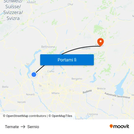 Ternate to Sernio map