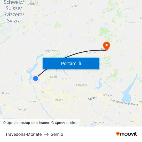 Travedona-Monate to Sernio map