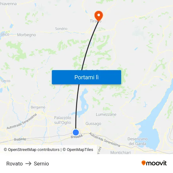 Rovato to Sernio map