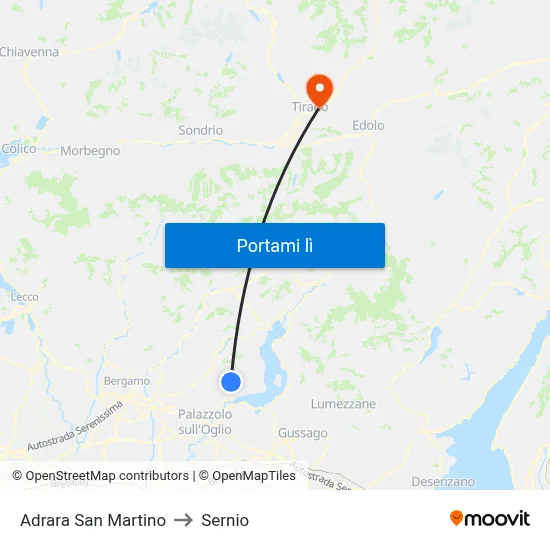 Adrara San Martino to Sernio map