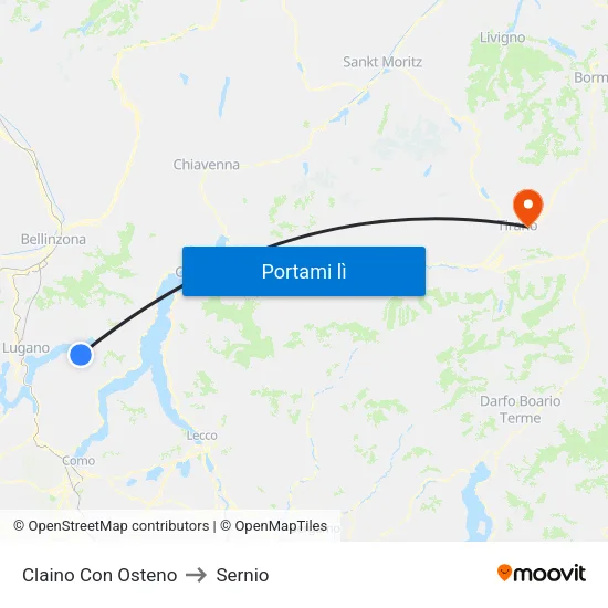Claino Con Osteno to Sernio map