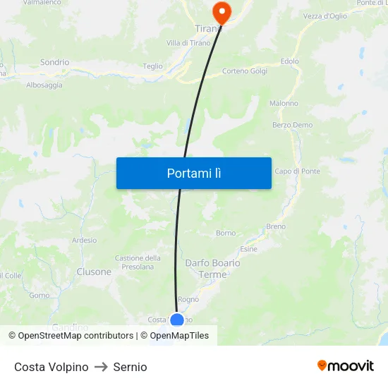 Costa Volpino to Sernio map