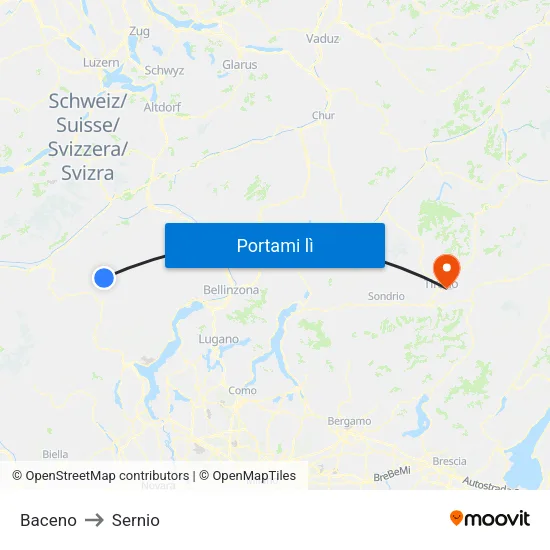 Baceno to Sernio map