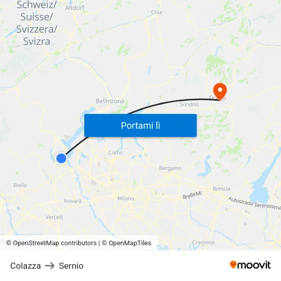 Colazza to Sernio map