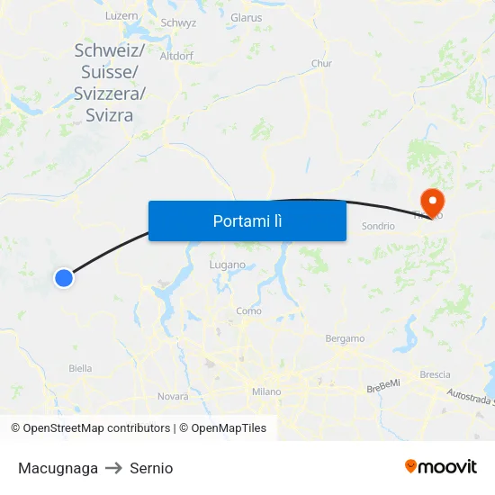 Macugnaga to Sernio map