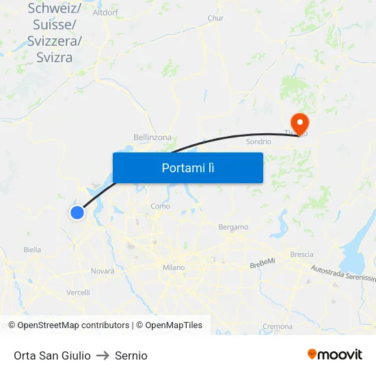 Orta San Giulio to Sernio map