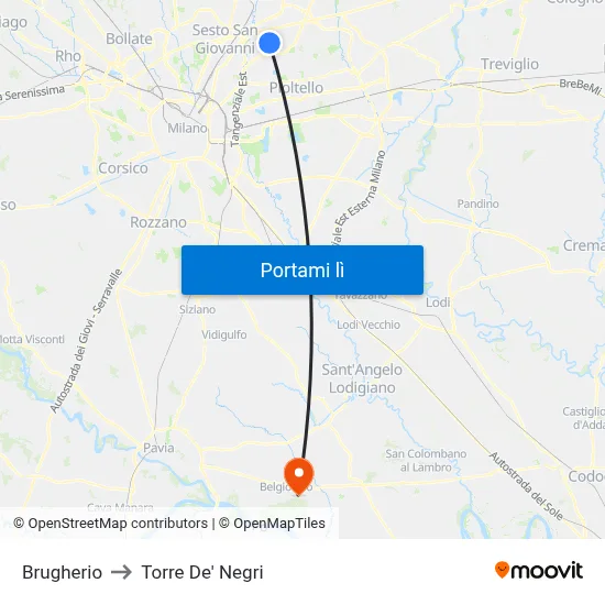 Brugherio to Torre De' Negri map