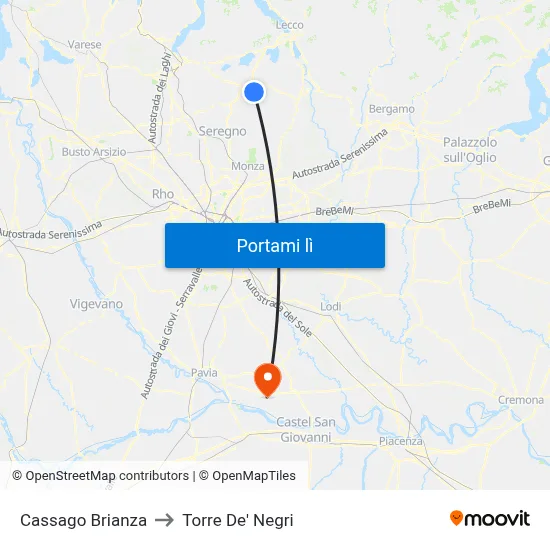 Cassago Brianza to Torre De' Negri map