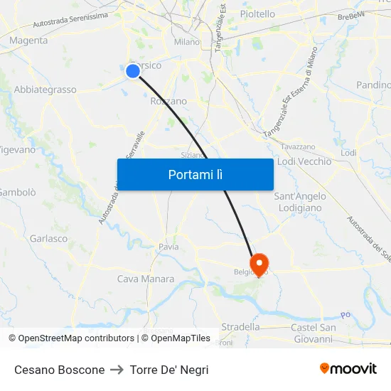 Cesano Boscone to Torre De' Negri map