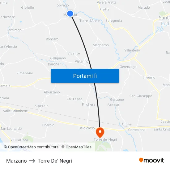 Marzano to Torre De' Negri map
