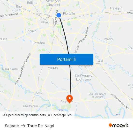 Segrate to Torre De' Negri map