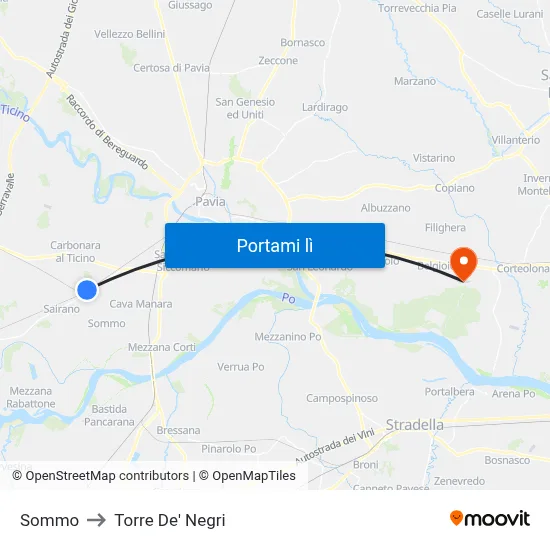 Sommo to Torre De' Negri map