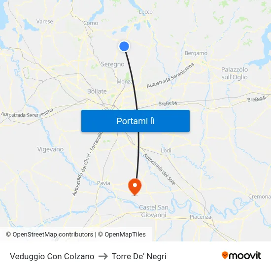 Veduggio Con Colzano to Torre De' Negri map