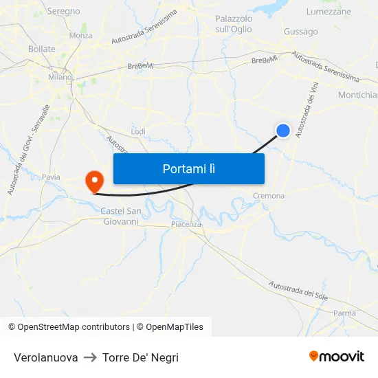 Verolanuova to Torre De' Negri map