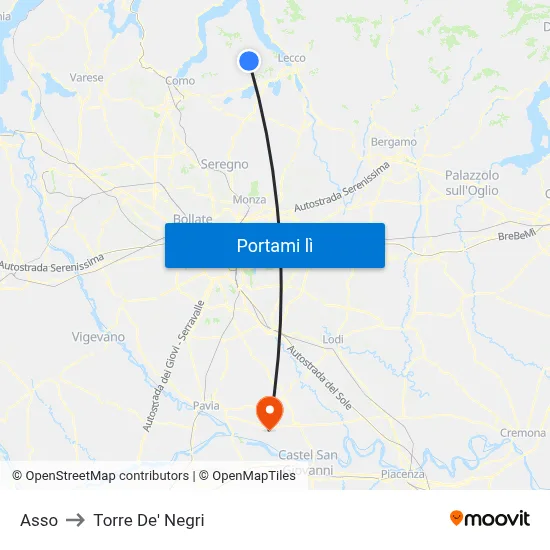 Asso to Torre De' Negri map