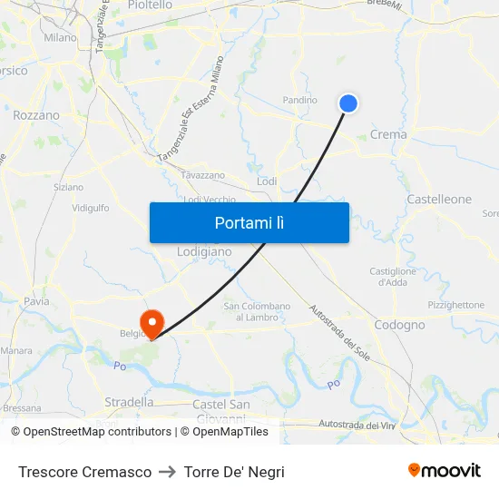 Trescore Cremasco to Torre De' Negri map