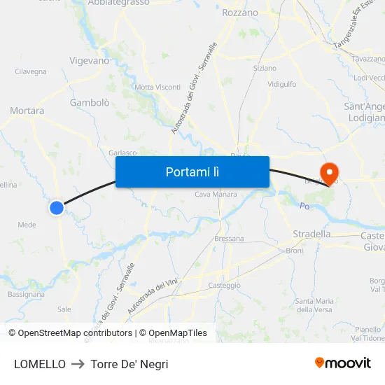 LOMELLO to Torre De' Negri map