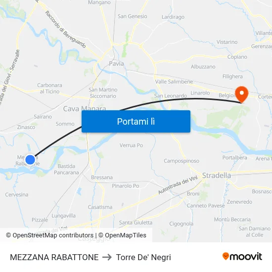 MEZZANA RABATTONE to Torre De' Negri map