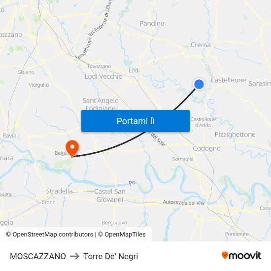 MOSCAZZANO to Torre De' Negri map