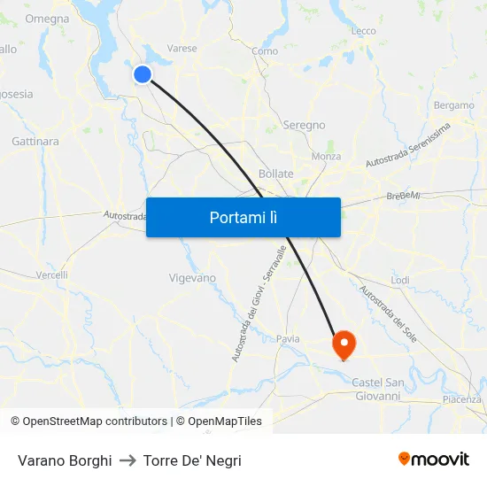 Varano Borghi to Torre De' Negri map
