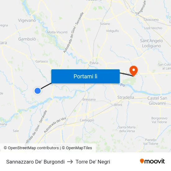 Sannazzaro De' Burgondi to Torre De' Negri map