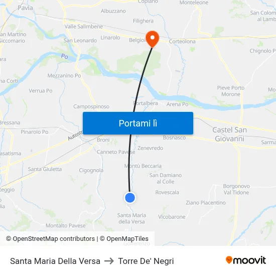 Santa Maria Della Versa to Torre De' Negri map