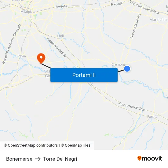 Bonemerse to Torre De' Negri map