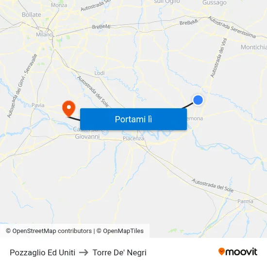 Pozzaglio Ed Uniti to Torre De' Negri map