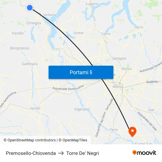 Premosello-Chiovenda to Torre De' Negri map