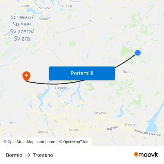 Bormio to Trontano map