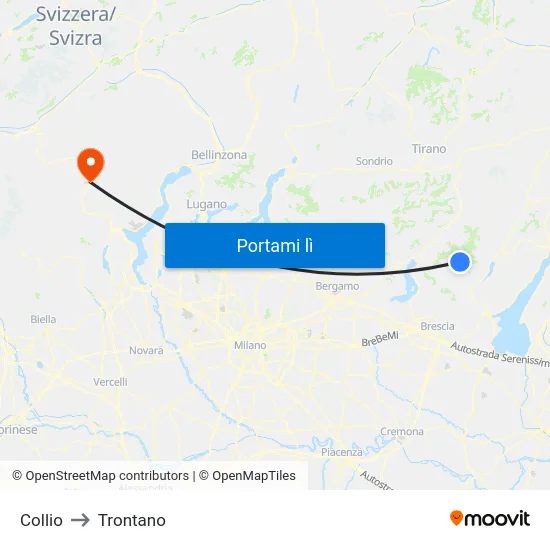 Collio to Trontano map