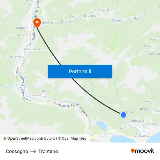 Cossogno to Trontano map