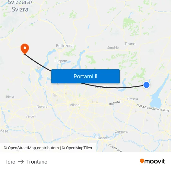 Idro to Trontano map