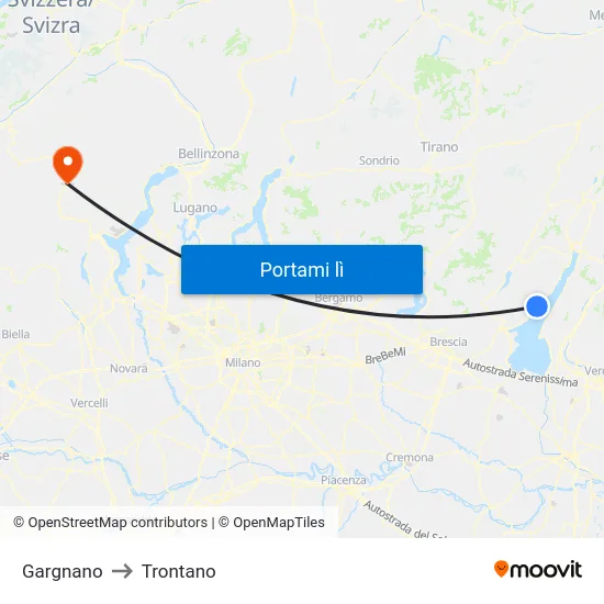 Gargnano to Trontano map