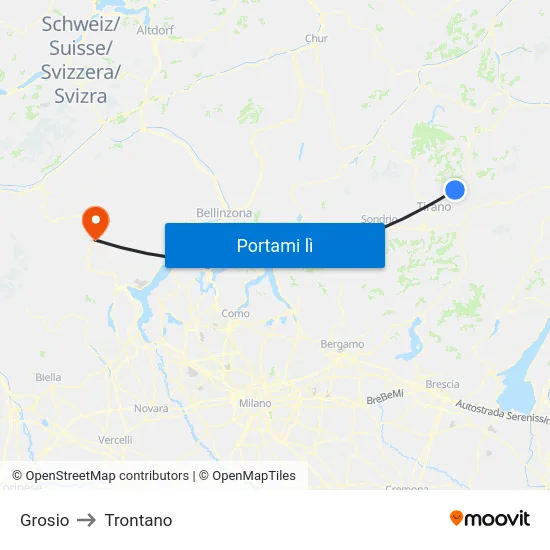 Grosio to Trontano map